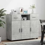 vidaXL Buffet Gris béton 88.5 x 30.5 x 73 cm Bois d'ingénierie