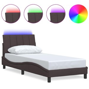 vidaXL Cadre de lit sans matelas Hanko marron foncé 90x200 cm tissu