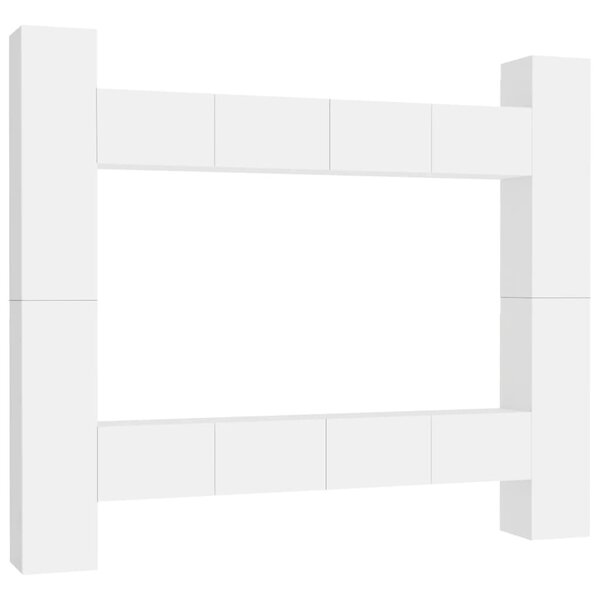 vidaXL Ensemble de meubles TV 8 Pièces Blanc Bois d'ingénierie