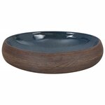 vidaXL Vasque à poser marron et bleu ovale 59x40x15 cm céramique