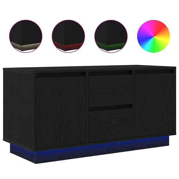 vidaXL Meuble TV avec lumières LED chêne noir 100x41x50 cm
