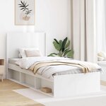 vidaXL Cadre de lit avec rangement et tête de lit Blanc 90 x 200 cm