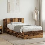 vidaXL Cadre de lit avec rangement Bois ancien 80 x 200 cm