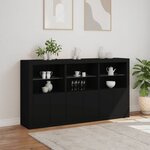 vidaXL Buffet avec lumières LED noir 181 5x37x100 cm