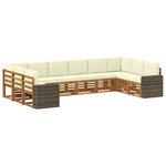 vidaXL Ensemble de canapés d'extérieur 10 pc Naturel et Crème