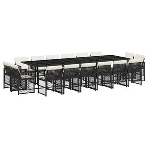 vidaXL Ensemble à manger de jardin 17 Pièces coussins noir résine tressée