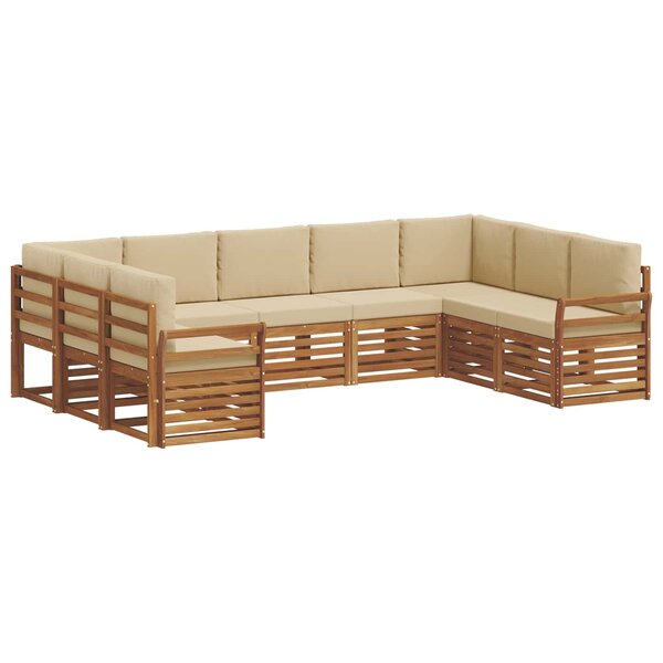 vidaXL Ensemble de canapé d'angle avec coussin 9 Pièces Naturel et Beige