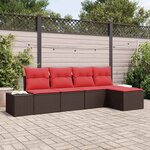 vidaXL Ensemble de canapé de jardin 5 Pièces Marron polyrotin