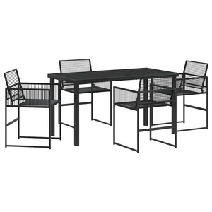 vidaXL Ensemble de salle à manger pour jardin 5 Pièces Noir polyrotin