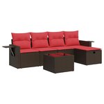 vidaXL Salon de jardin avec coussins 6 Pièces marron résine tressée