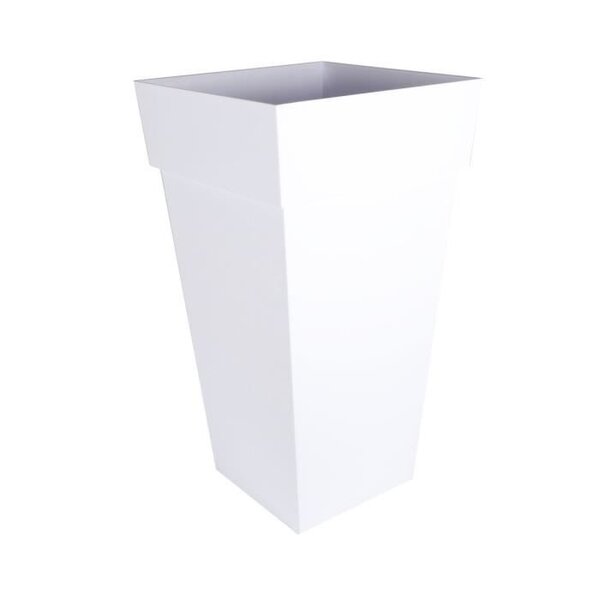 EDA Pot de fleurs XXL Toscane - Carré - 43,3 x 43,3 x H 80 cm - 98 L - Blanc