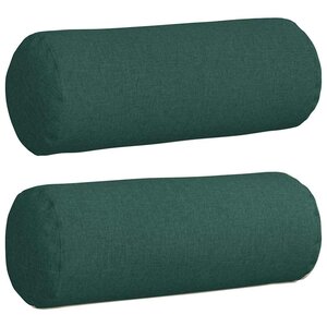 vidaXL Coussins d'accent 2 Pièces Vert foncé Ø 25 x 70 cm tissu