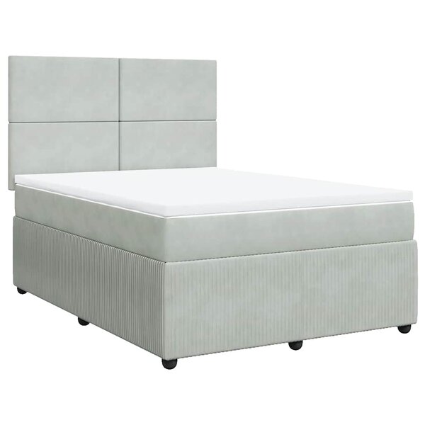 vidaXL Sommier à lattes de lit et matelas Gris clair 140x200cm Velours