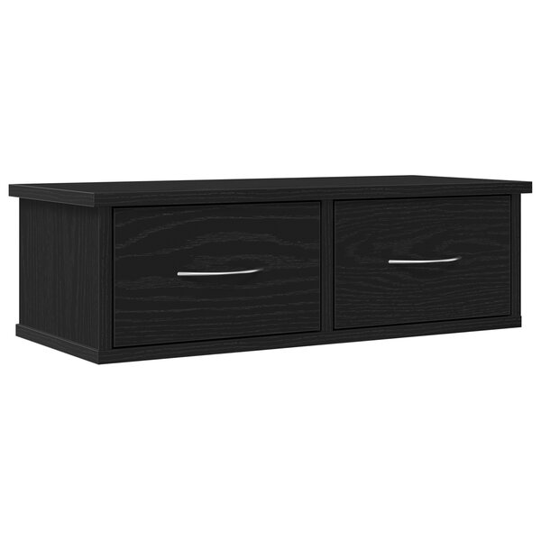 vidaXL Étagère à tiroir murale Noir Chêne 60x26x18 5cm Bois d'ingénierie