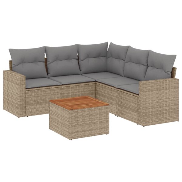 vidaXL Salon de jardin avec coussins 6Pièces mélange beige résine tressée