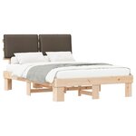 vidaXL Cadre de lit avec tête de lit rembourrée Taupe 140 x 190 cm