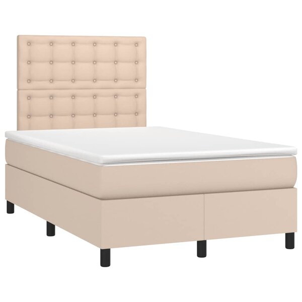 vidaXL Sommier à lattes de lit matelas cappuccino 120x190cm similicuir
