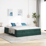 vidaXL Cadre de lit ottoman avec matelas vert foncé 160x200 cm velours