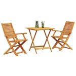 vidaXL Ensemble bistro pliant 3 Pièces Marron Bois d'Acacia Massif