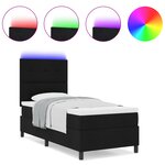 vidaXL Lit à ressorts avec matelas & LED noire 100x200 cm en tissu