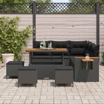 vidaXL Ensemble de canapé de jardin avec coussin 9 Pièces Noir