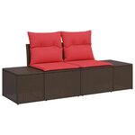 vidaXL Ensemble de canapé de jardin 8 Pièces Marron et rouge polyrotin