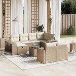 vidaXL Salon de jardin 11 Pièces avec coussins beige résine tressée