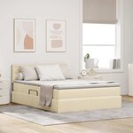 vidaXL Lit avec rangement et LED avec matelas Crème 140 x 200 cm tissu