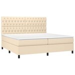 vidaXL Sommier à lattes de lit et matelas et LED Crème 200x200cm Tissu