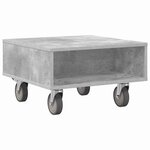vidaXL Table d'appoint avec roues Gris béton 50 5 x 50 x 30 cm