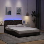 vidaXL Cadre de lit avec LED sans matelas marron foncé 140x200cm tissu