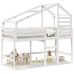 vidaXL Lit superposé et échelle et toit blanc 80x200cm bois pin massif