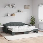vidaXL Lit de jour avec lit gigogne gris foncé 80x200 cm tissu