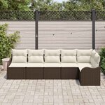 vidaXL Ensemble de canapé de jardin 6 Pièces Marron polyrotin