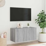 vidaXL Meuble TV mural avec lumières LED sonoma gris 80x35x41 cm