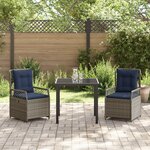 vidaXL Ensemble de salle à manger de jardin 3 pièces en Gris Poly Rattan