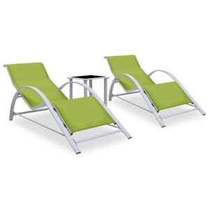 vidaXL Chaises longues lot de 2 avec table Aluminium Vert