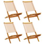 vidaXL Chaises de jardin pliantes lot de 4 beige tissu et bois massif