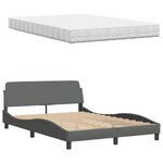 vidaXL Lit avec matelas gris foncé 140x190 cm tissu