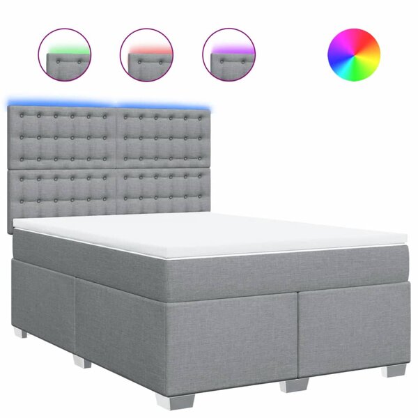 vidaXL Sommier à lattes de lit avec matelas Gris clair 140x200cm Tissu