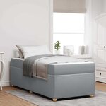 vidaXL Cadre de lit avec matelas Gris clair 100 x 200 cm tissu