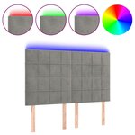 vidaXL Tête de lit à LED Gris clair 144x5x118/128 cm Velours