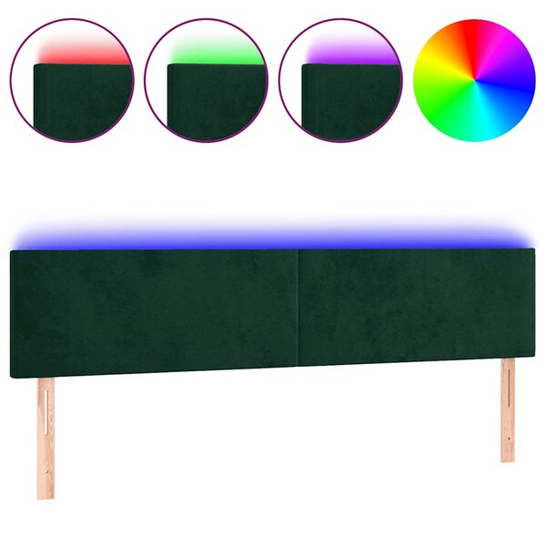 vidaXL Tête de lit à LED Vert foncé 200x5x78/88 cm Velours