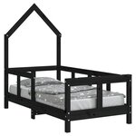 vidaXL Cadre de lit pour enfant noir 70x140 cm bois de pin massif