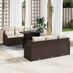 vidaXL Ensemble de canapé de jardin 7 Pièces Marron Poly rotin