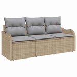 vidaXL Ensemble de canapé de jardin 3 Pièces Beige Poly rotin