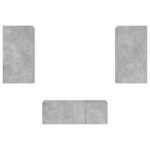 vidaXL Unités murales TV avec LED 4 Pièces gris béton bois d'ingénierie