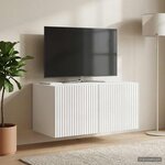 vidaXL Meuble TV mural Montage mural Blanc brillant 59 5 x 41 x 30 cm