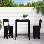 vidaXL Ensemble de bar de jardin 3 Pièces noir bois de pin massif