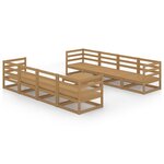 vidaXL Salon de jardin 9 Pièces marron miel bois de pin massif